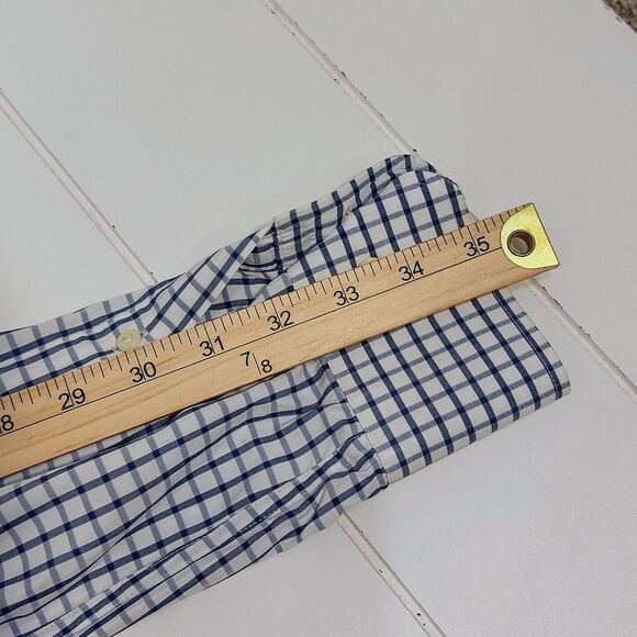 Peter Millar Crown Soft Men's Large Button Down Silk Blend Shirt Blue Checkered - Picture 9 of 10